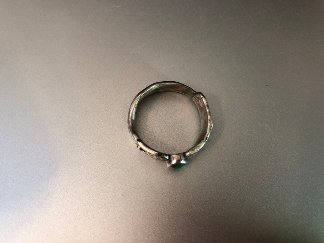 MEXICO発シルバーhandmadeリング＃グリーン アゲート19号