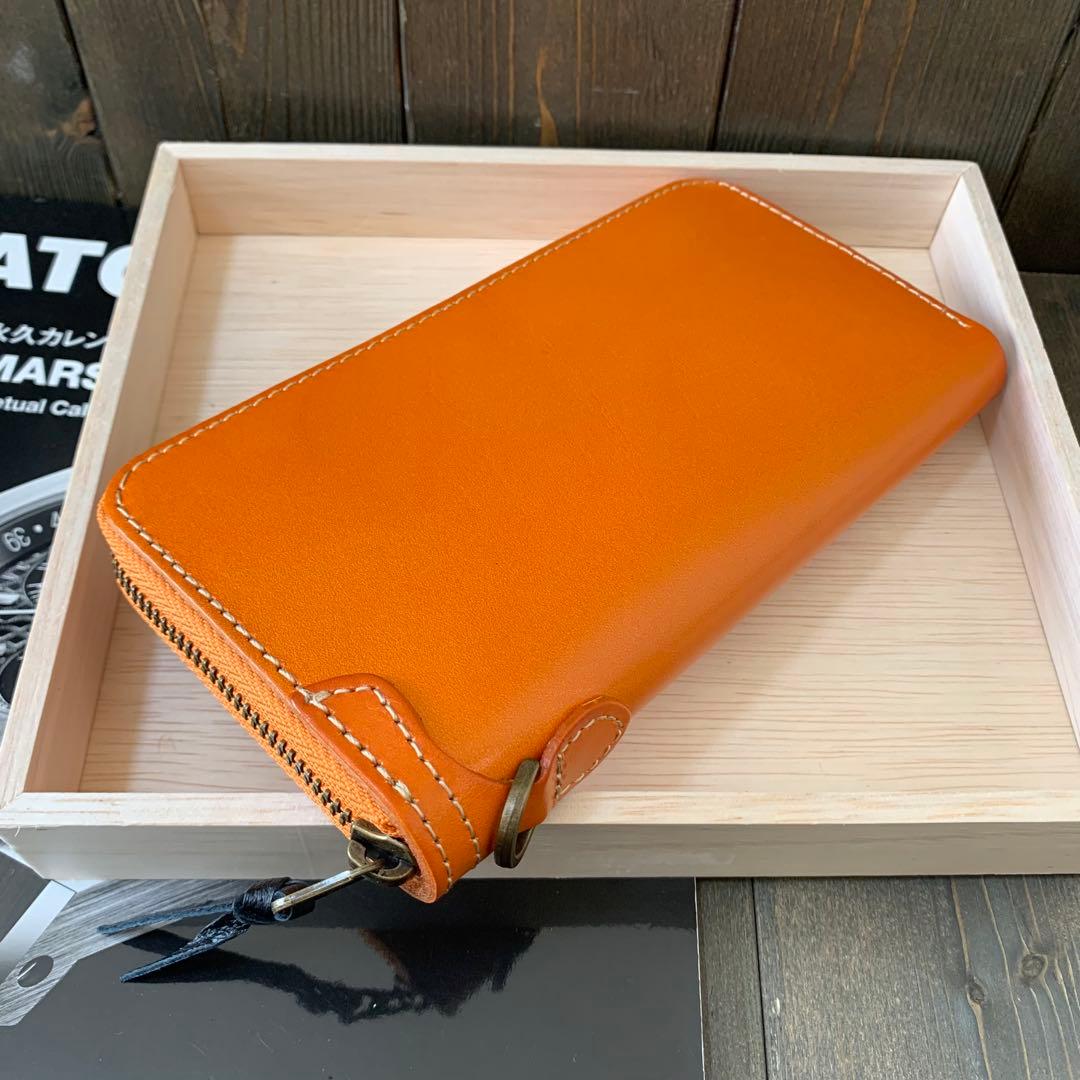 C44■極上 栃木レザー 無双 バイカーズウォレット 財布■マロン■職人手縫い