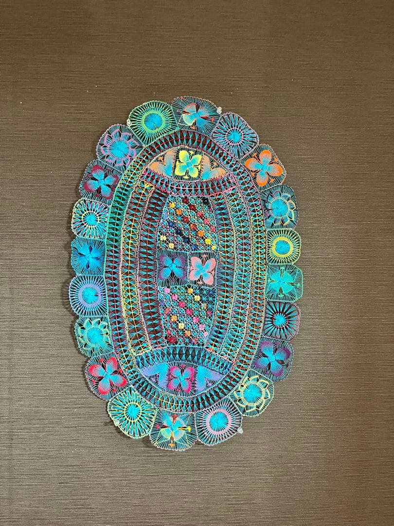 楕円形パラグアイ伝説織 ニャンドゥティレース テーブルセンター