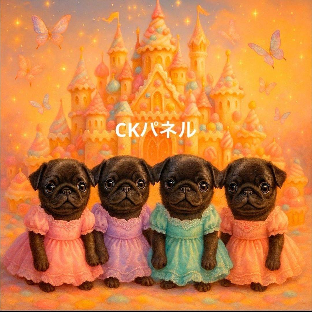 マルチーズ、パグカラメルプリンパネル生地　ハンドメイド