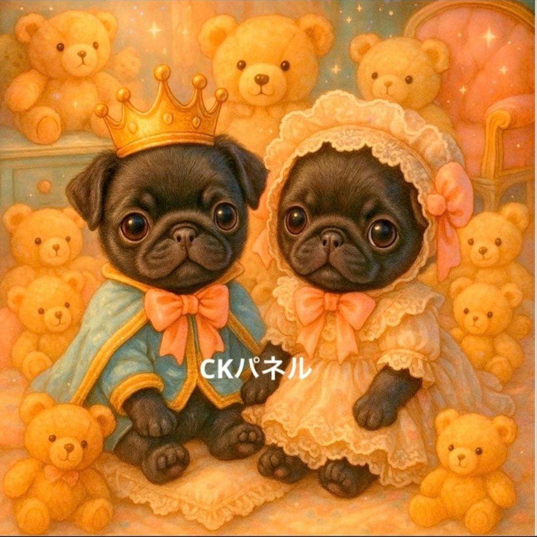 マルチーズ、パグカラメルプリンパネル生地　ハンドメイド