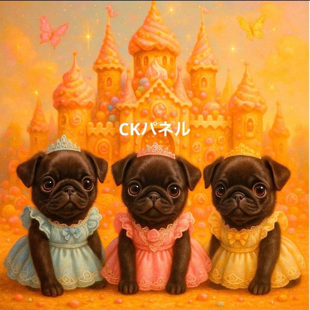 マルチーズ、パグカラメルプリンパネル生地　ハンドメイド