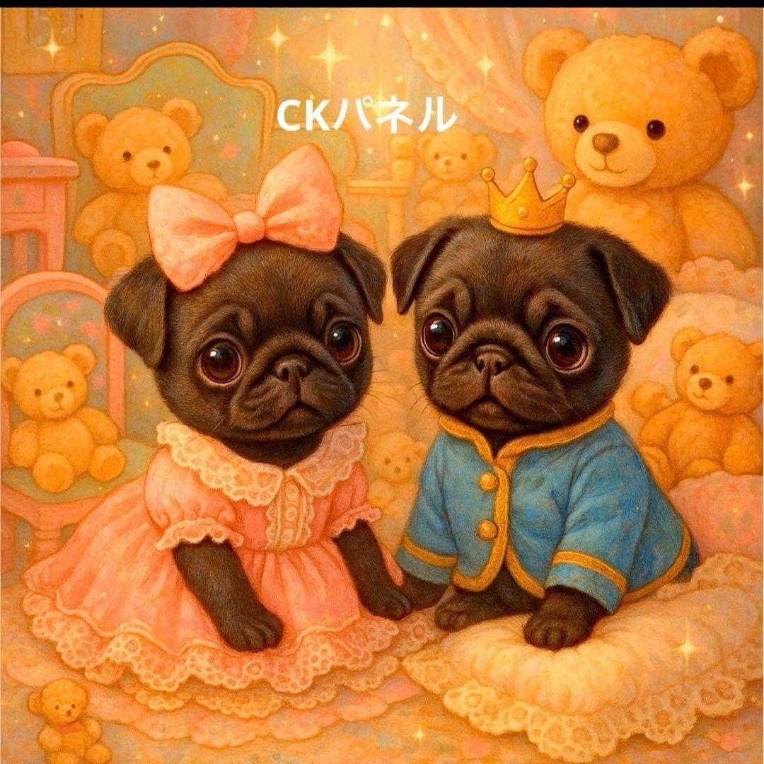 マルチーズ、パグカラメルプリンパネル生地　ハンドメイド