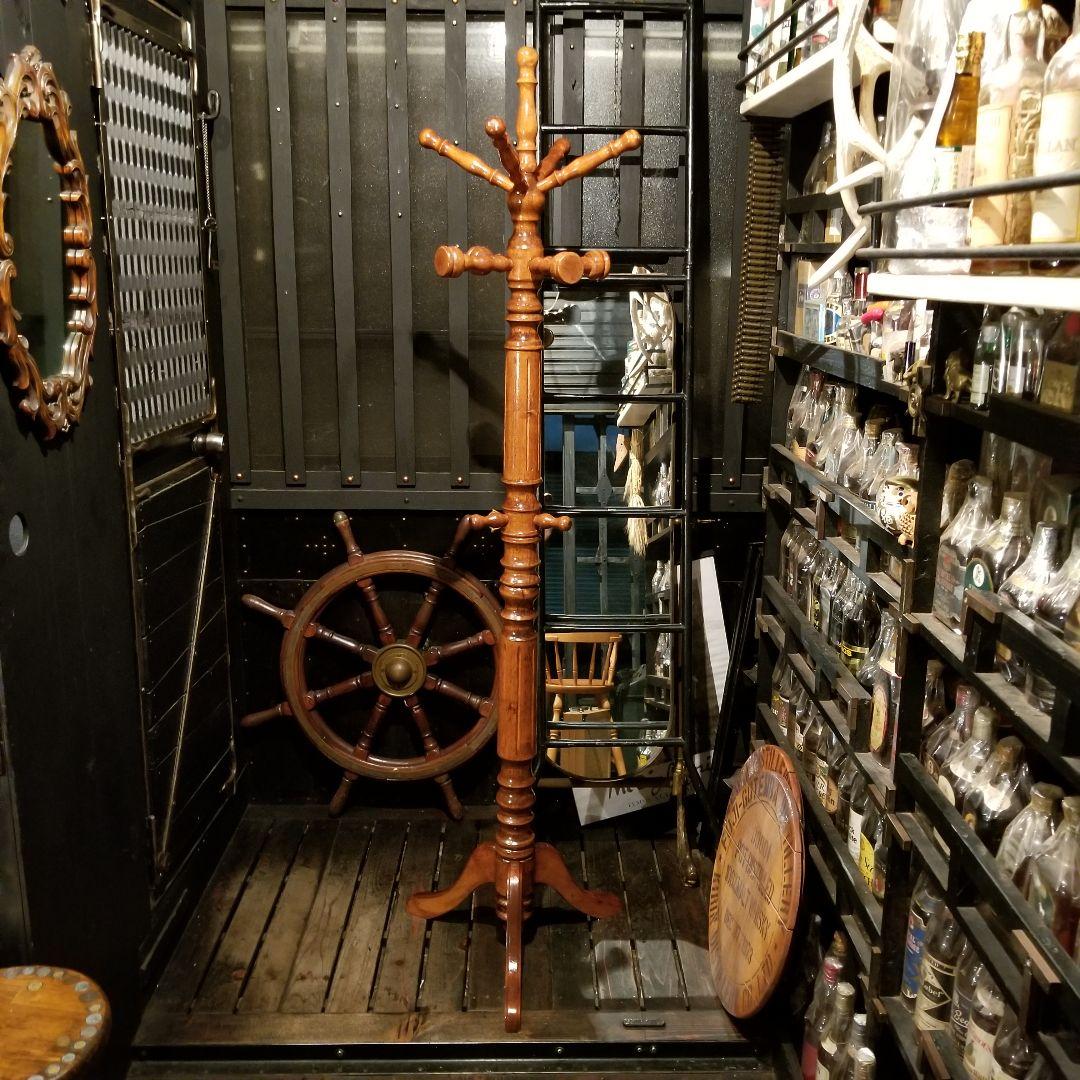 1960's　ヴィンテージ　無垢材　硬木　ウッド　スピンドル　ポール　ハンガー