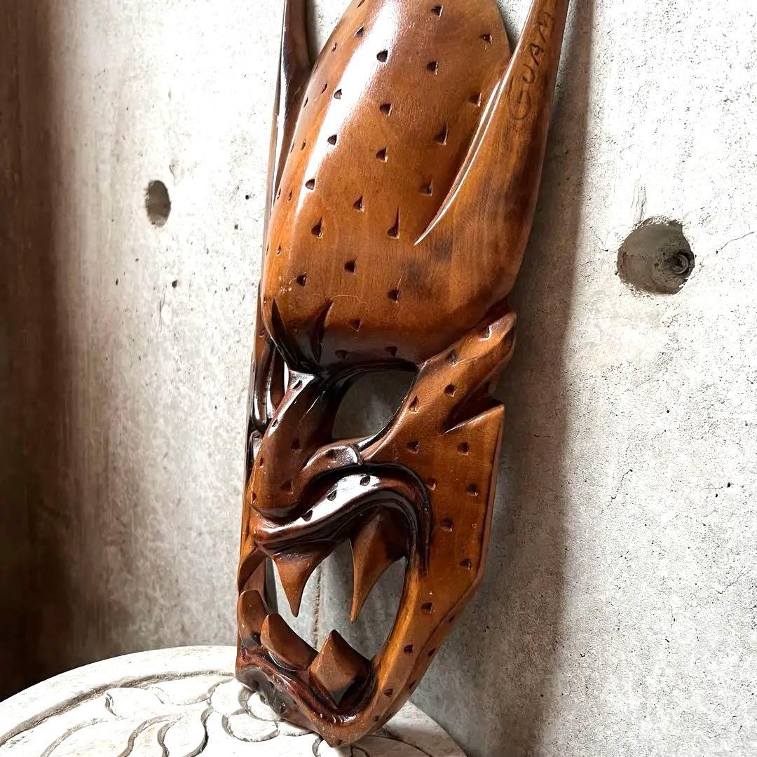 木彫り 鬼 悪魔 お面 魔除け アジアン雑貨 インテリア 民族工芸 - メルカリ