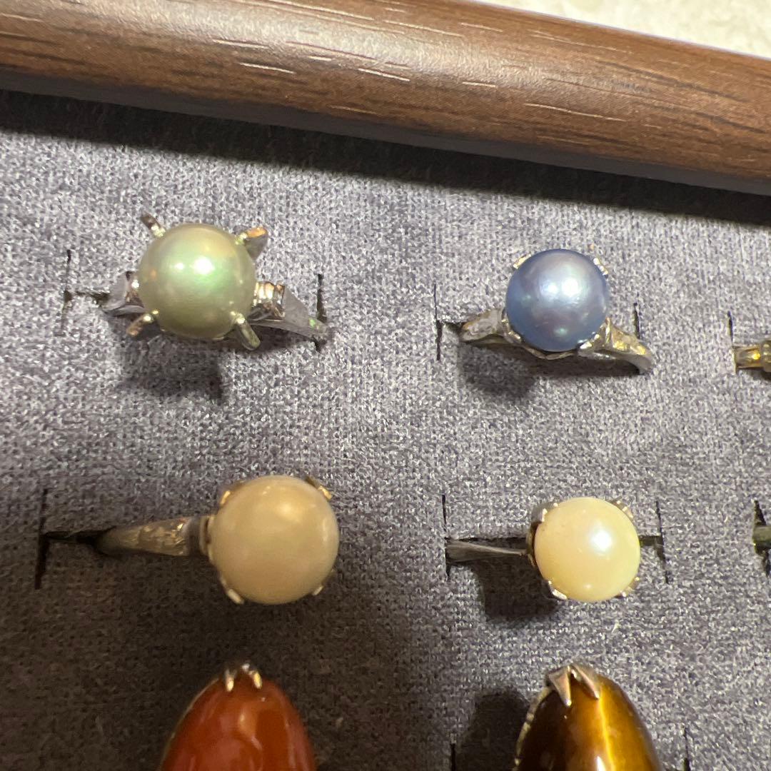 S05 大量の指輪 天然石 サンゴ 瑪瑙 真珠 silver silver G製