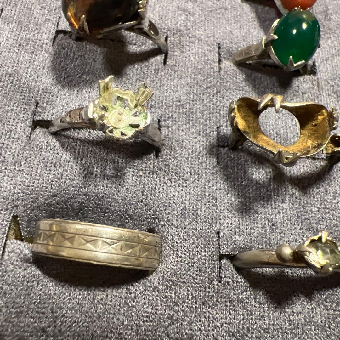S05 大量の指輪 天然石 サンゴ 瑪瑙 真珠 silver silver G製
