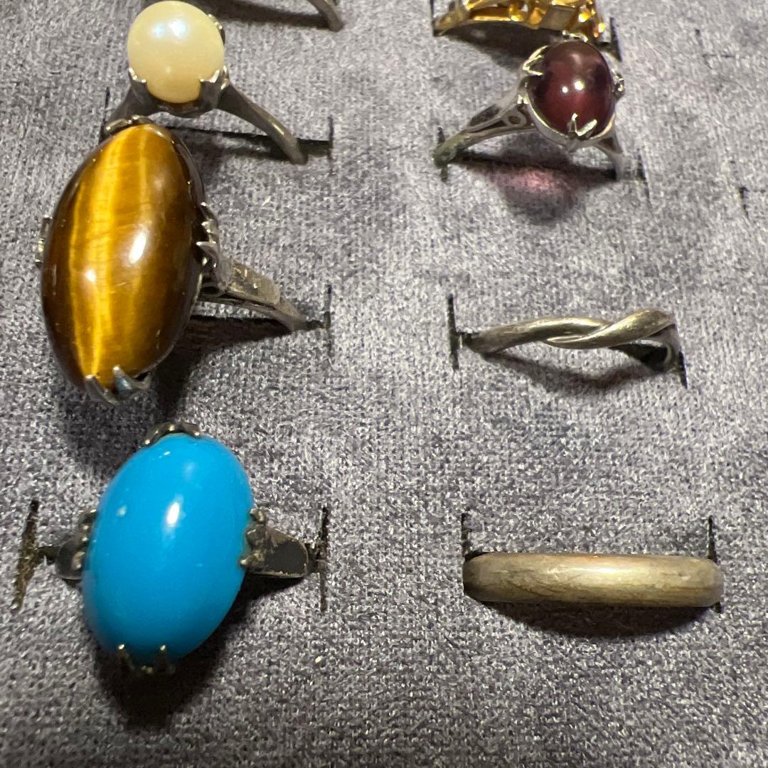 S05 大量の指輪 天然石 サンゴ 瑪瑙 真珠 silver silver G製