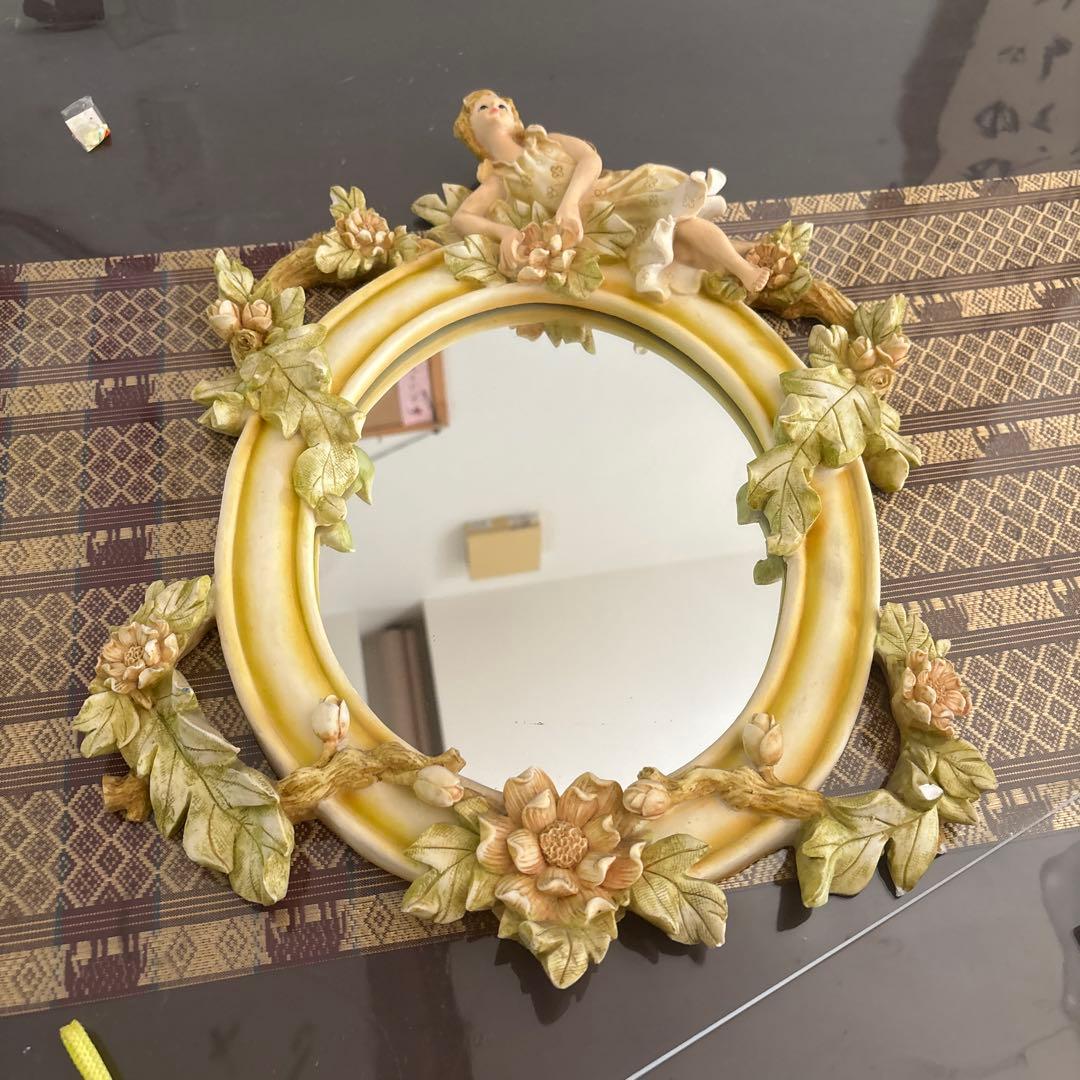 kanku 様昭和レトロ　ヴィンテージ　天使のミラー花柄ランプ