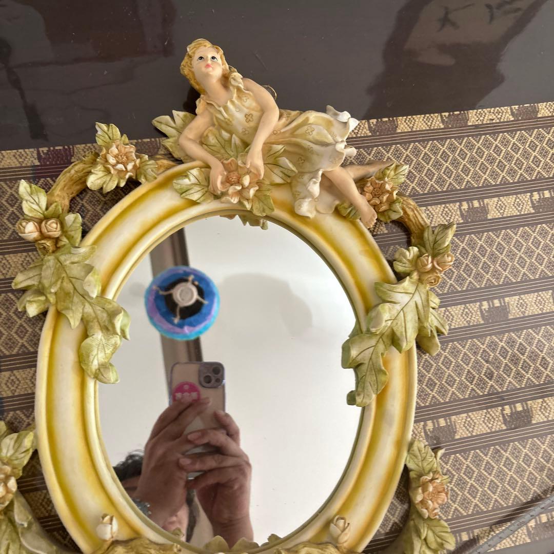 kanku 様昭和レトロ　ヴィンテージ　天使のミラー花柄ランプ