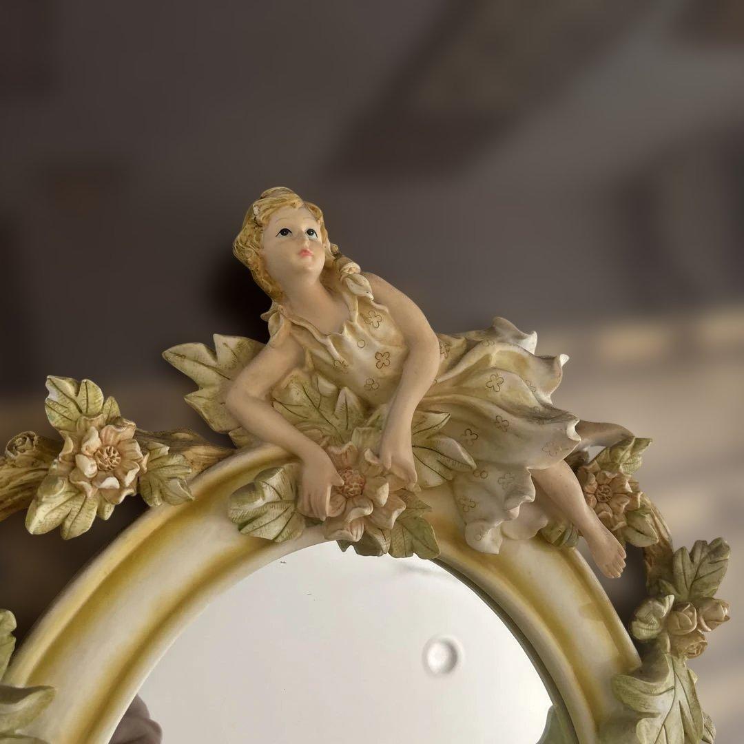 kanku 様昭和レトロ　ヴィンテージ　天使のミラー花柄ランプ