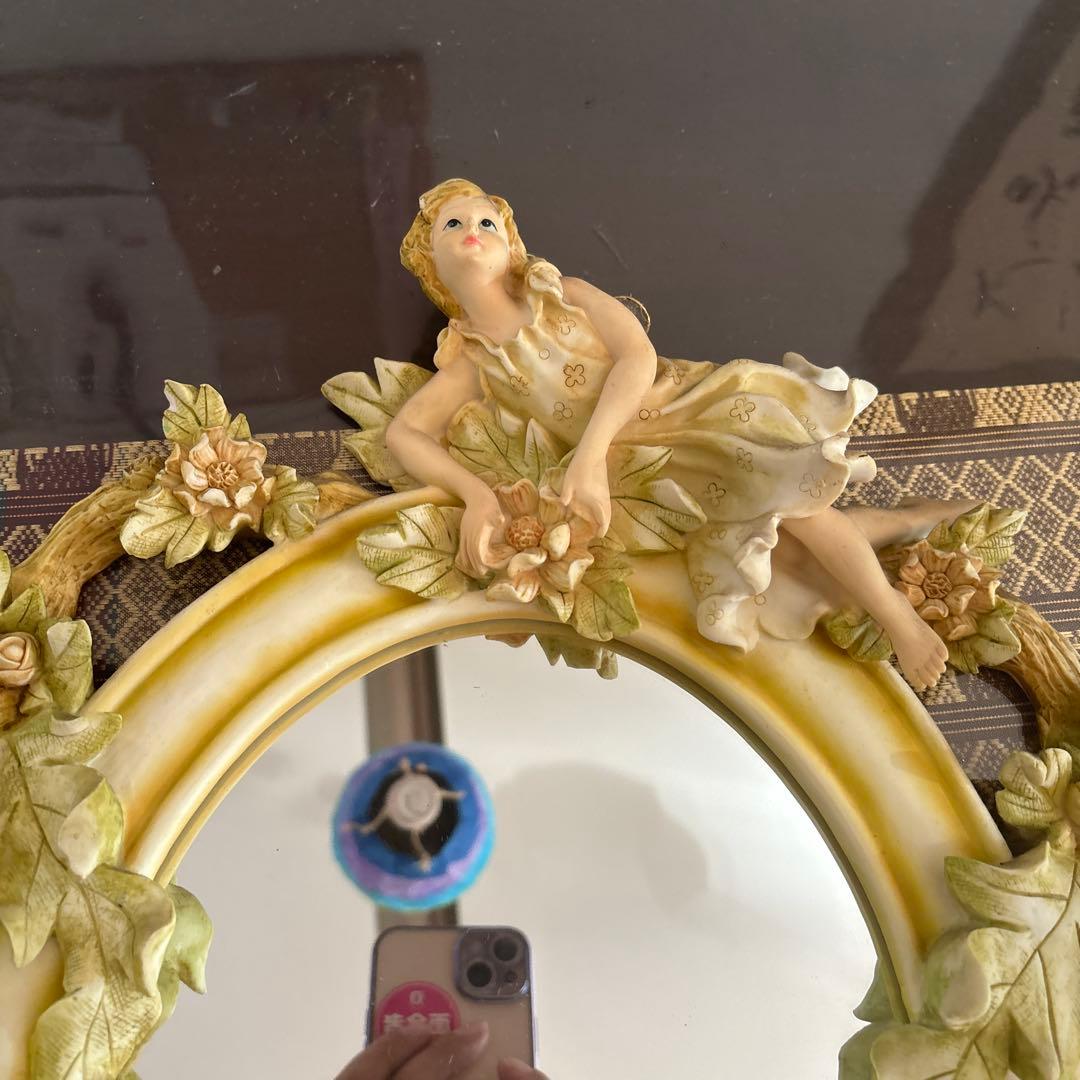 kanku 様昭和レトロ　ヴィンテージ　天使のミラー花柄ランプ