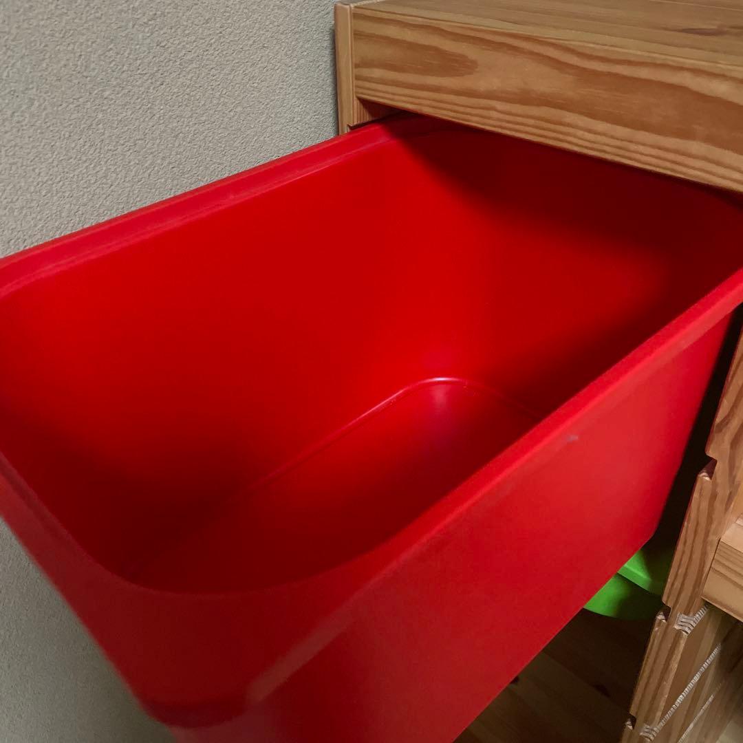 【送料込】IKEA イケア　おもちゃ収納棚トロファスト　木製階段　収納ケース付き