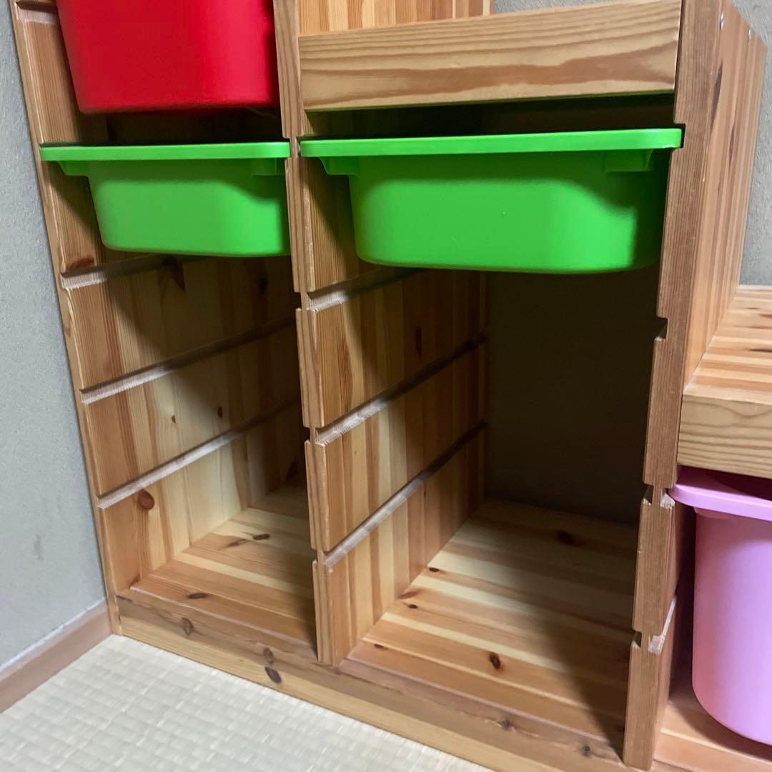【送料込】IKEA イケア　おもちゃ収納棚トロファスト　木製階段　収納ケース付き