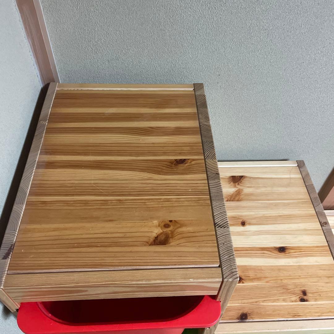 【送料込】IKEA イケア　おもちゃ収納棚トロファスト　木製階段　収納ケース付き