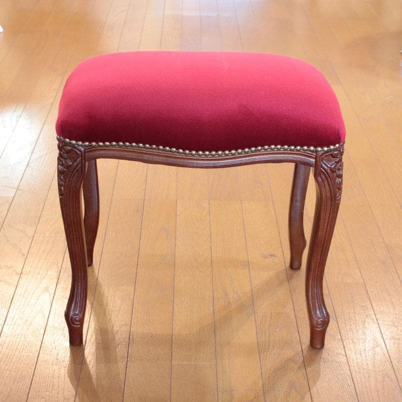 猫脚スツール 赤モケット ヴィンテージ風 かわいい 602-093