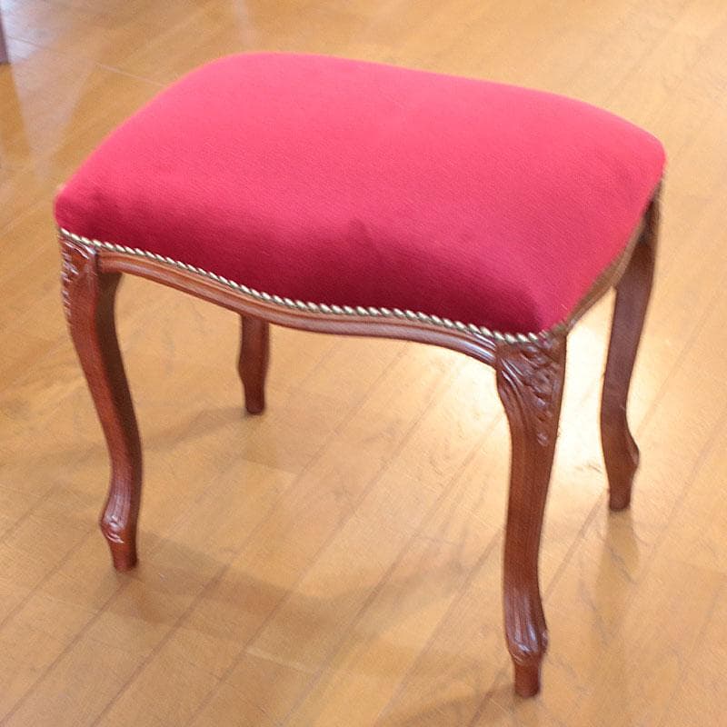 猫脚スツール 赤モケット ヴィンテージ風 かわいい 602-093