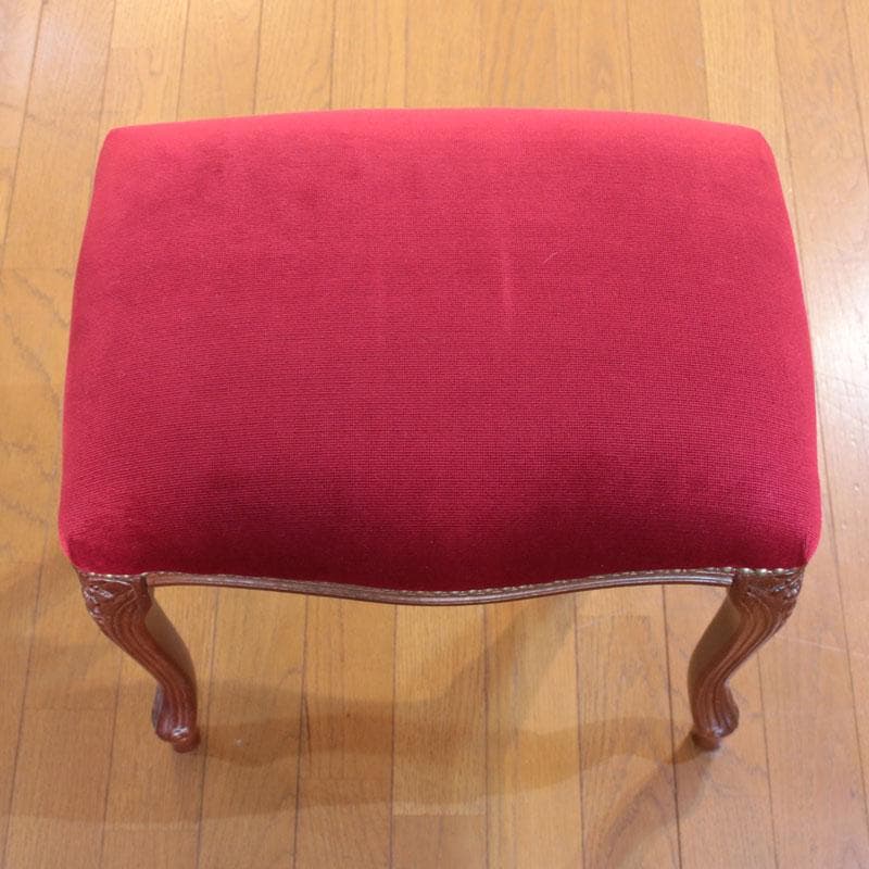 猫脚スツール 赤モケット ヴィンテージ風 かわいい 602-093