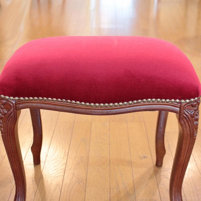 猫脚スツール 赤モケット ヴィンテージ風 かわいい 602-093