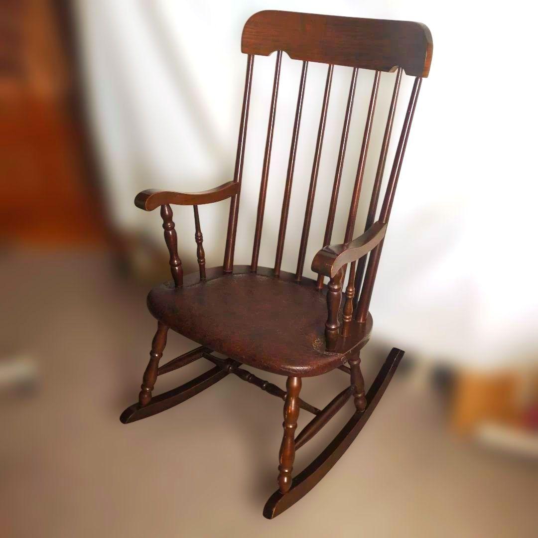 レトロ　ロッキングチェア 革張り