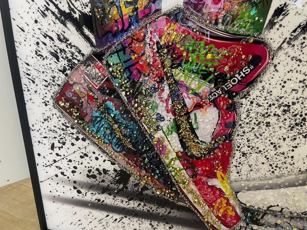 水晶絵 ナイキ NIKE スニーカー アート アートパネル 絵画 額縁