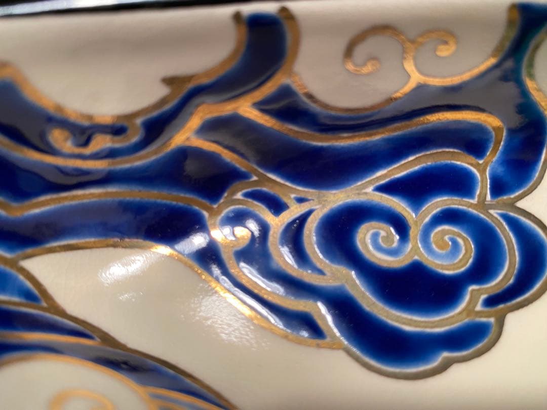 清水焼向付　仁清流水舟形向付5客　新品未使用　京焼