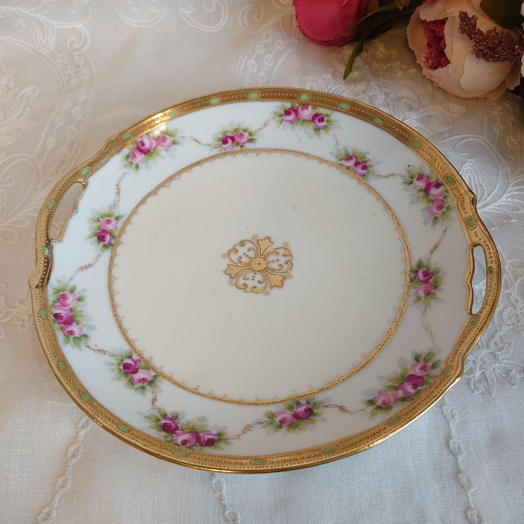 オールドノリタケ　大皿　ローズガーランド　金盛