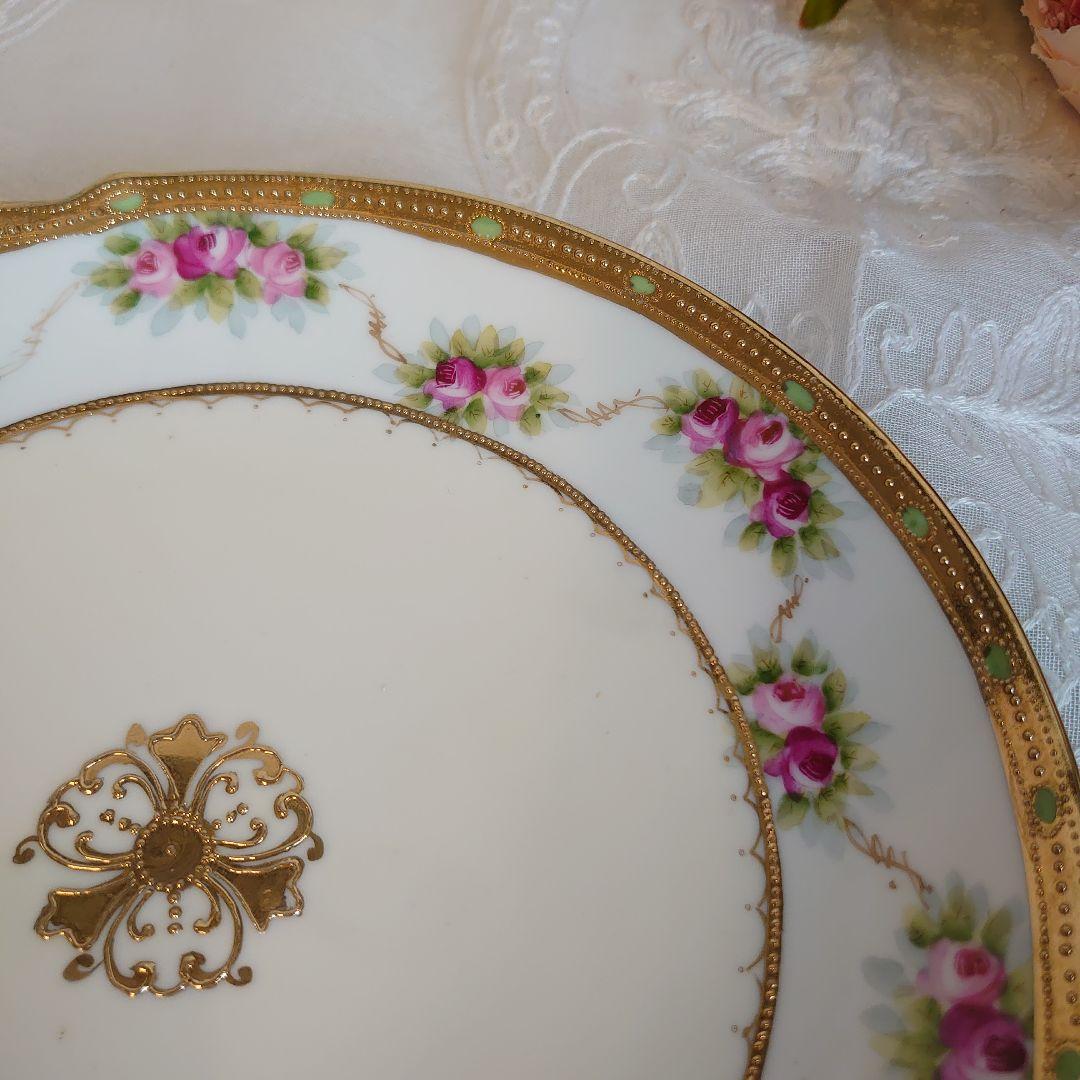 オールドノリタケ　大皿　ローズガーランド　金盛