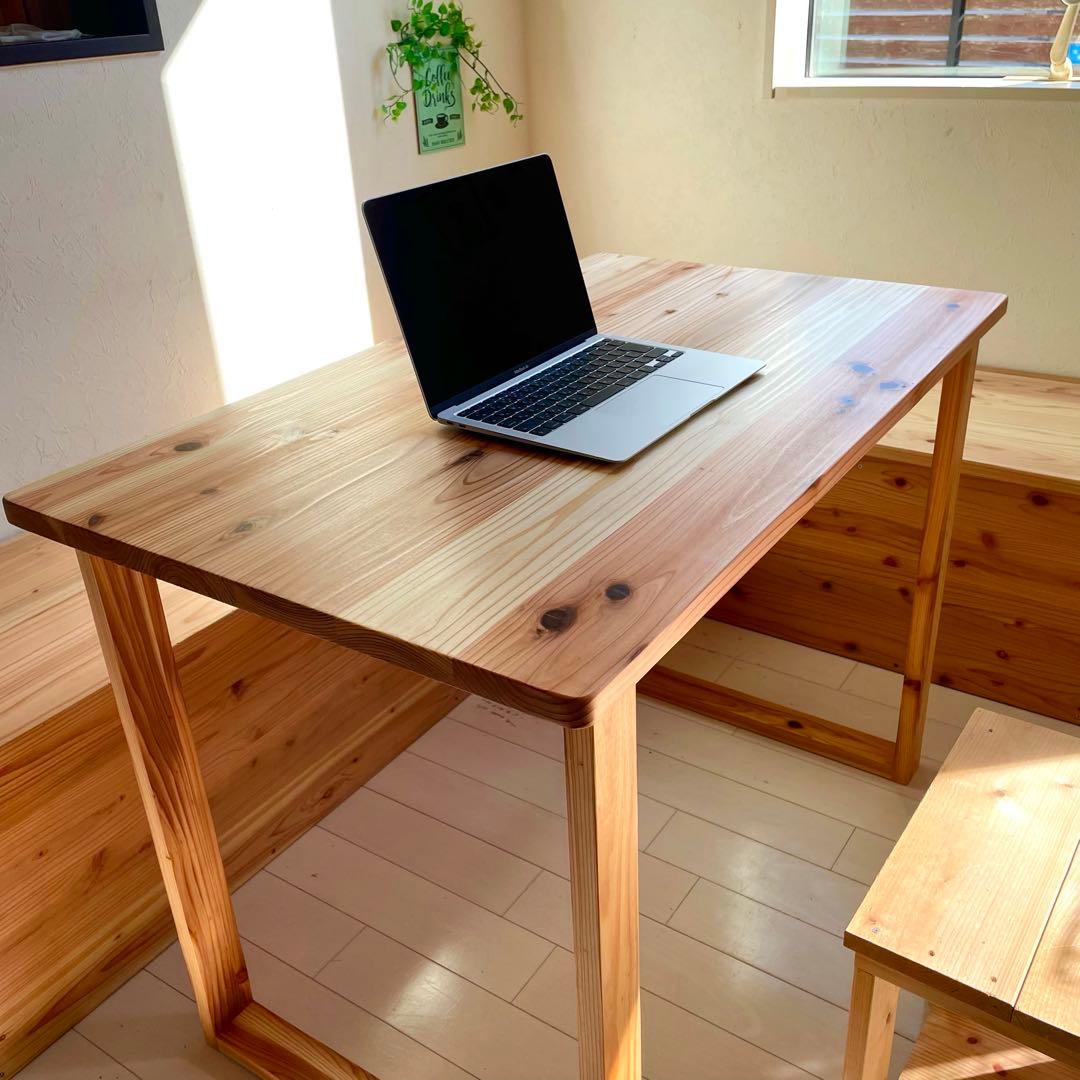 天然木 無垢テーブル 100×60cm 国産杉 ワークデスク 勉強机