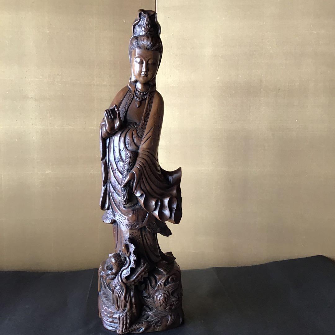 観音菩薩像￼木彫刻　　　　　　　　玄4