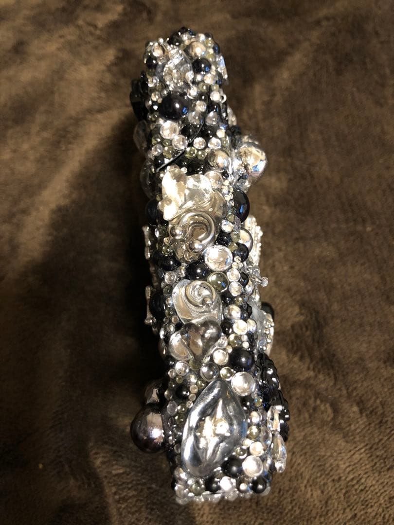 ビーズ装飾 電子タバコケース 黒銀