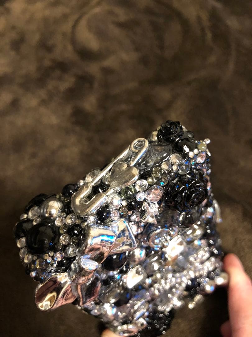 ビーズ装飾 電子タバコケース 黒銀