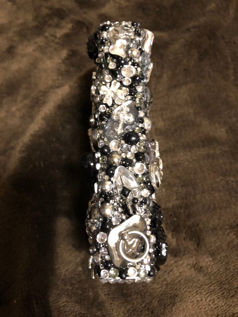 ビーズ装飾 電子タバコケース 黒銀