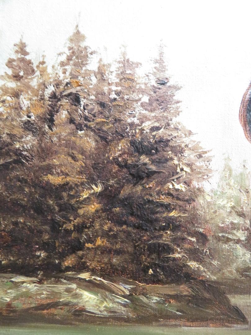 能仲ヤツヲ「湖の女」油彩F6号モダンアート会員叙情とロマンの世界