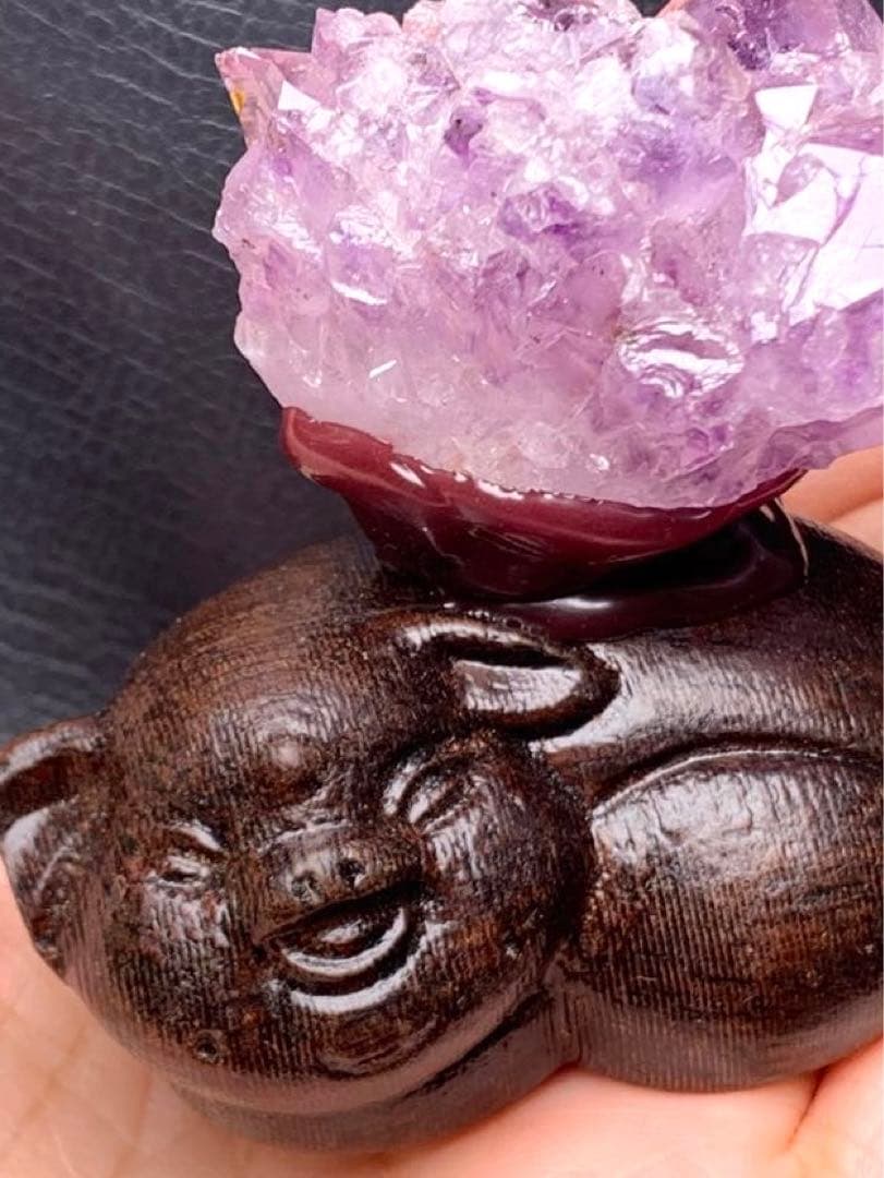 070697 天然アメジスト原石　ブタさん置き物