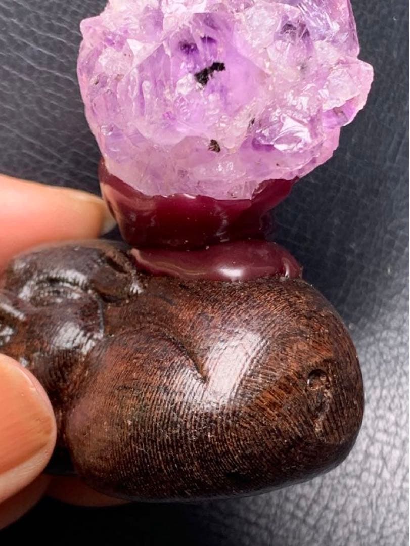 070697 天然アメジスト原石　ブタさん置き物