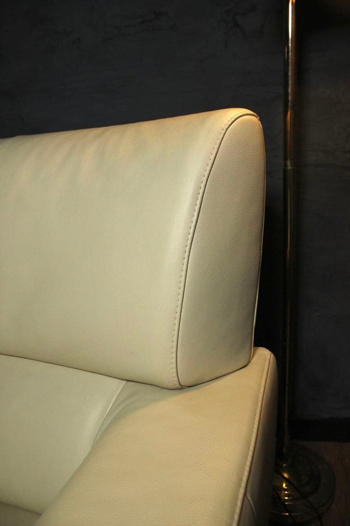 首都圏送無料〜M gallery40万前後 本革ソファ オットマン クリーム白