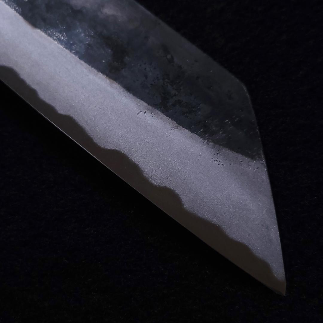 白紙２号 黒打 切付包丁 240㎜ G1516 焼栗柄 日本製 月光作