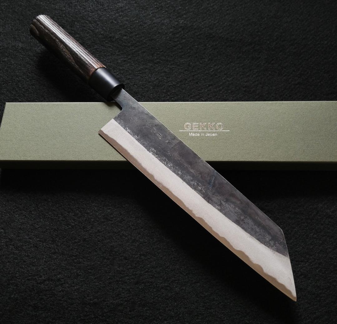 白紙２号 黒打 切付包丁 240㎜ G1516 焼栗柄 日本製 月光作