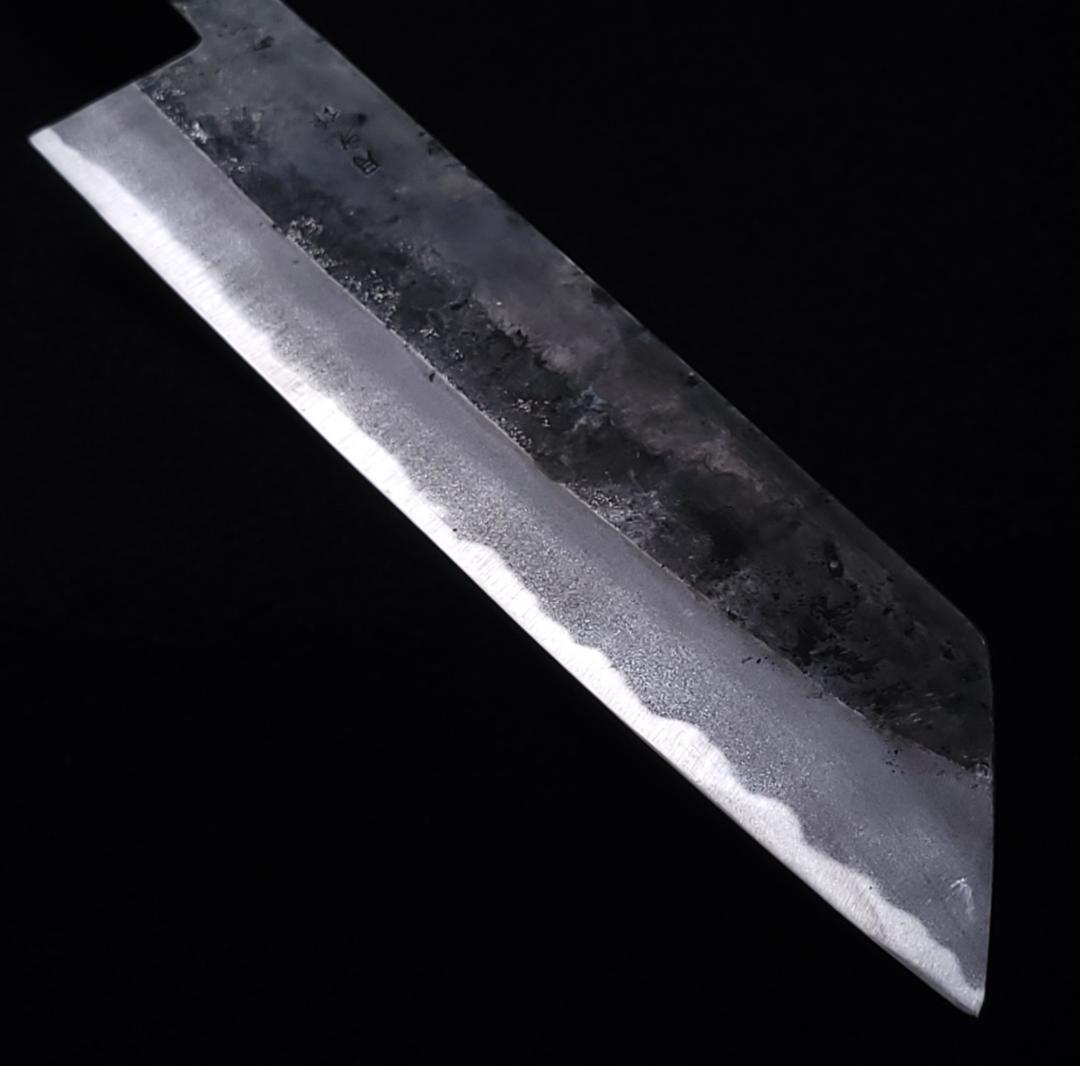 白紙２号 黒打 切付包丁 240㎜ G1516 焼栗柄 日本製 月光作