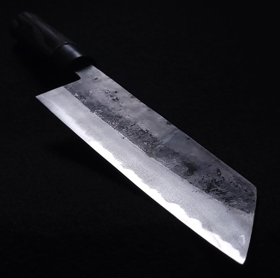 白紙２号 黒打 切付包丁 240㎜ G1516 焼栗柄 日本製 月光作