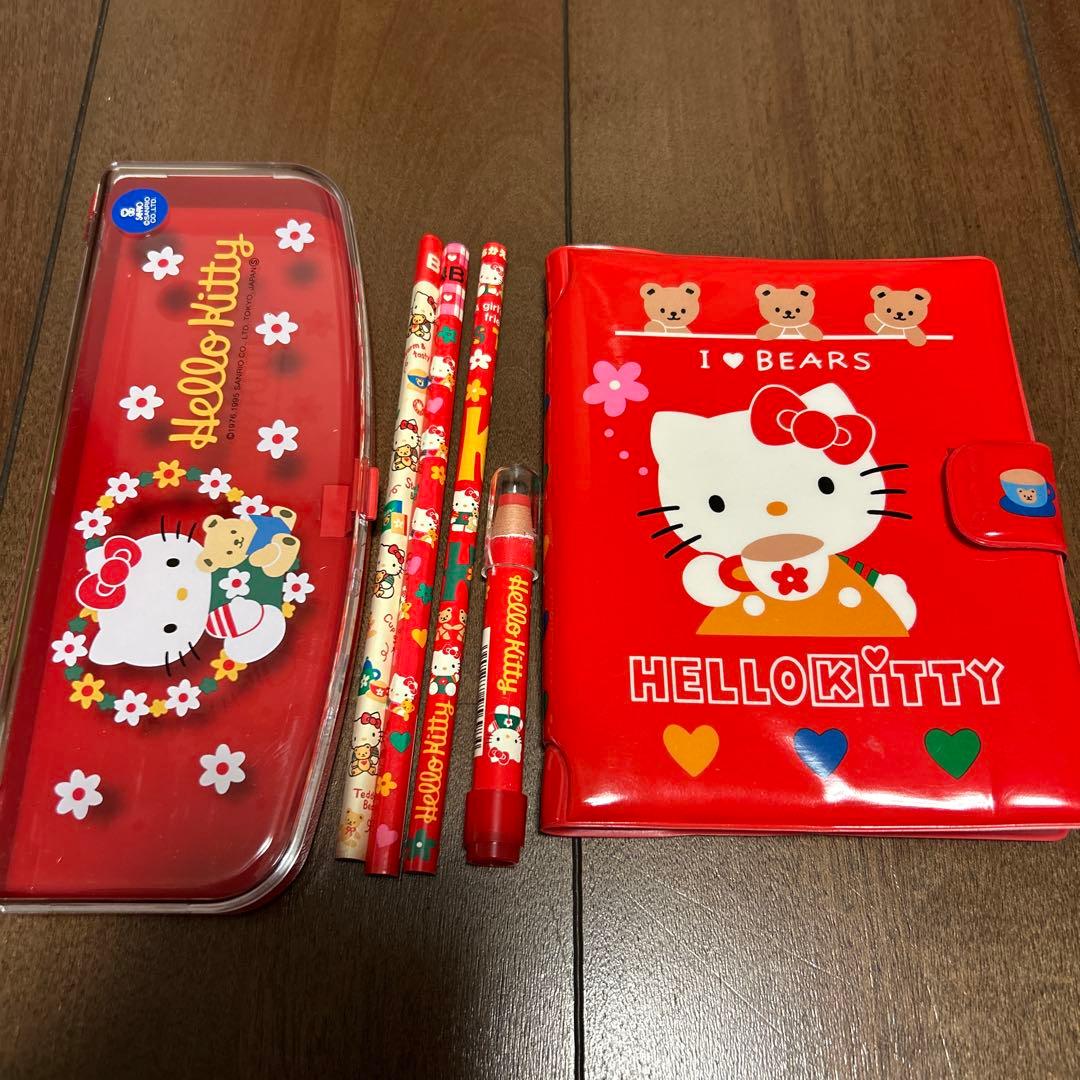 平成レトロ ハローキティ スケジュール帳 筆箱 鉛筆 赤鉛筆 消しゴム