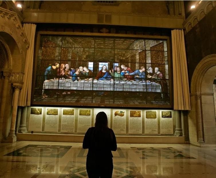 レオナルド・ダ・ヴィンチ ヴィンテージ ステンドグラス最後の晩餐グラスマスターズ