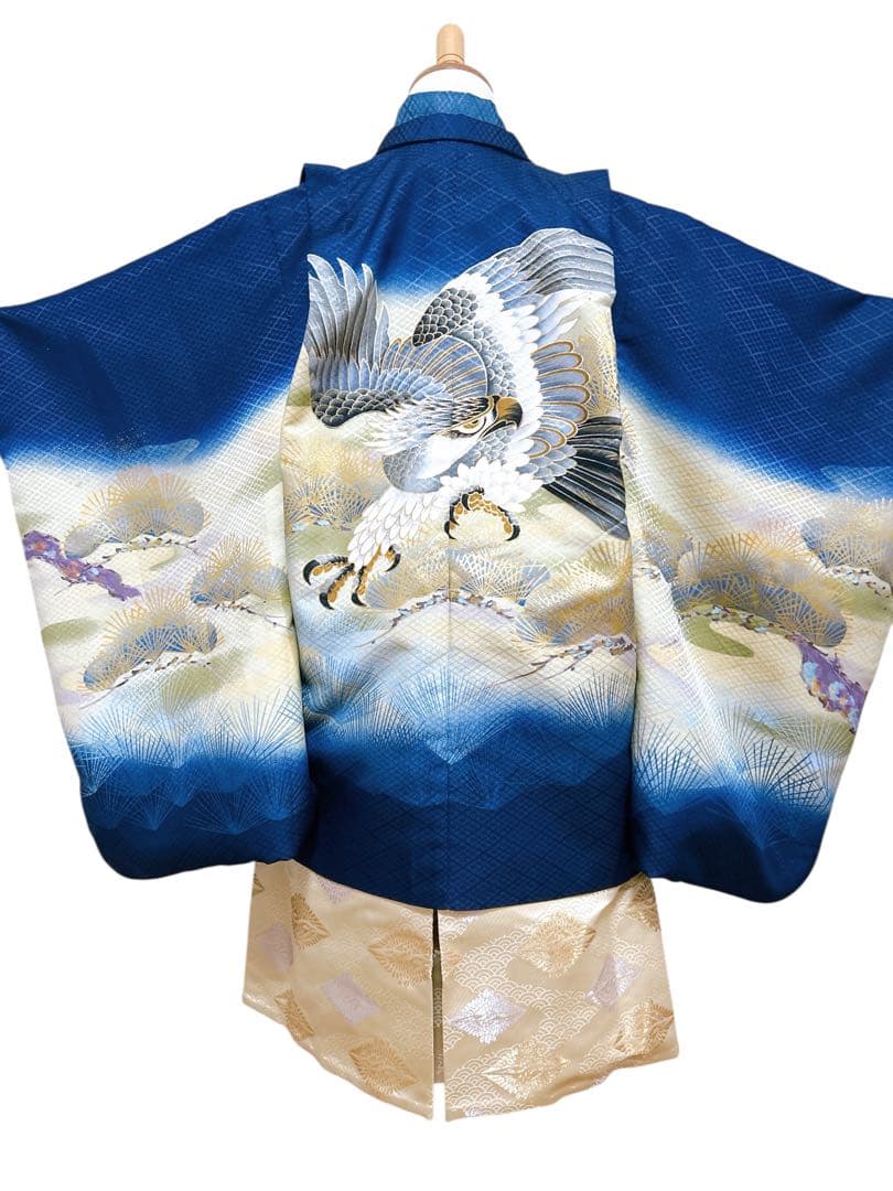 青系フルセット♡七五三　5歳　男の子　一式　鷹　ゴールド