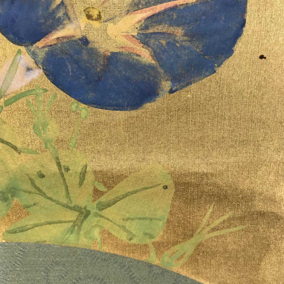 真作/庄田鶴友/朝顔図/花図/夏の花図/夏の掛軸/扇面/掛軸☆宝船☆AH-808