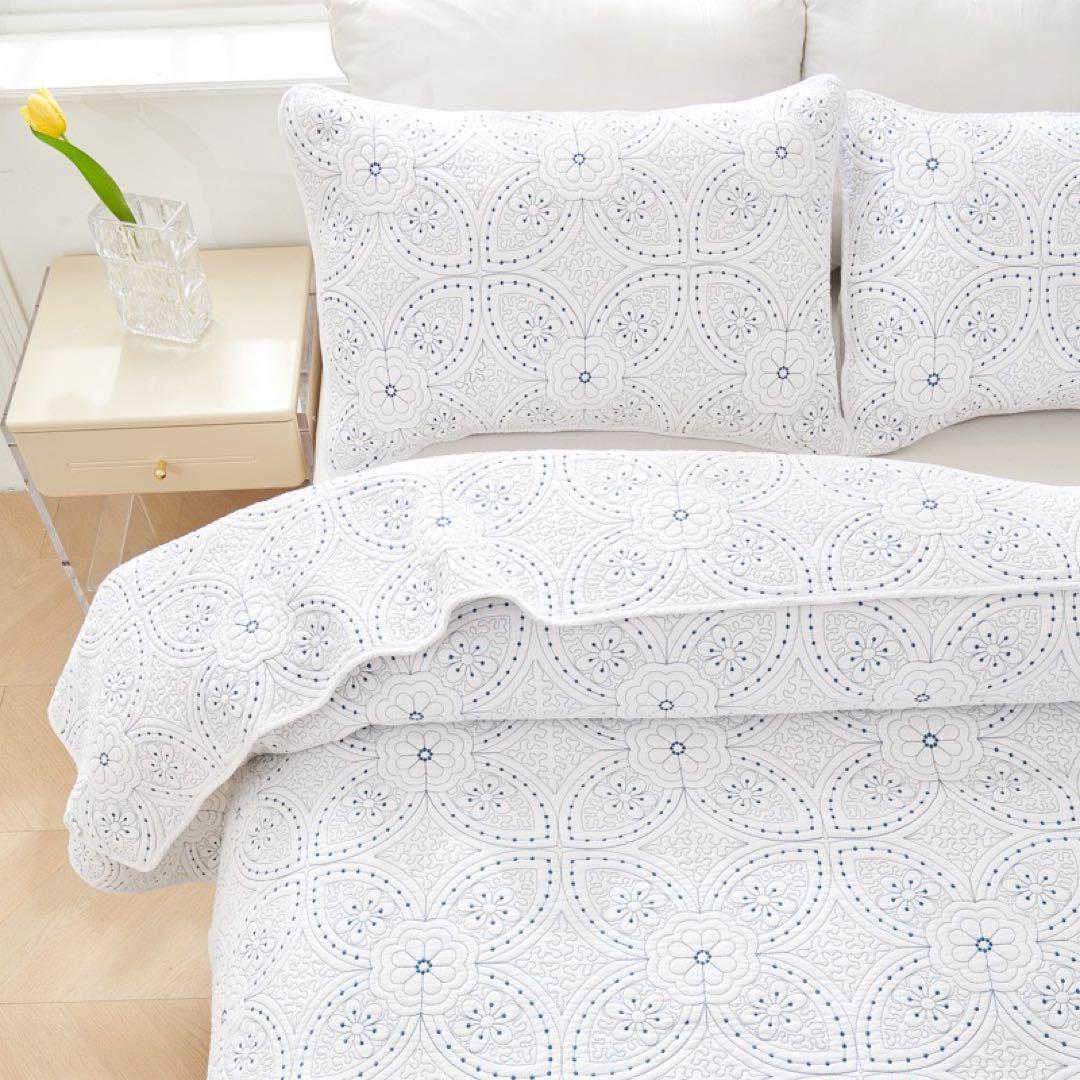 キルトベッドカバー3点セット綿マルチカバー キルティング HDX