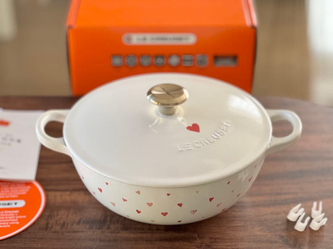 レア Le Creuset ルクルーゼ マルミット 22cm ハート ホワイト