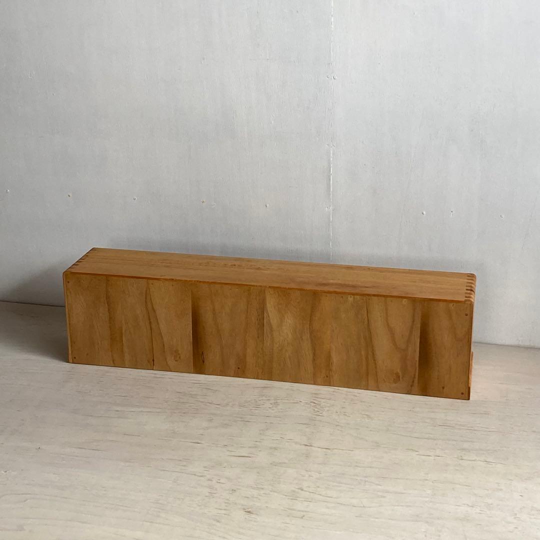 古い木製 横長 オープンラック 展示ケース あられ組み