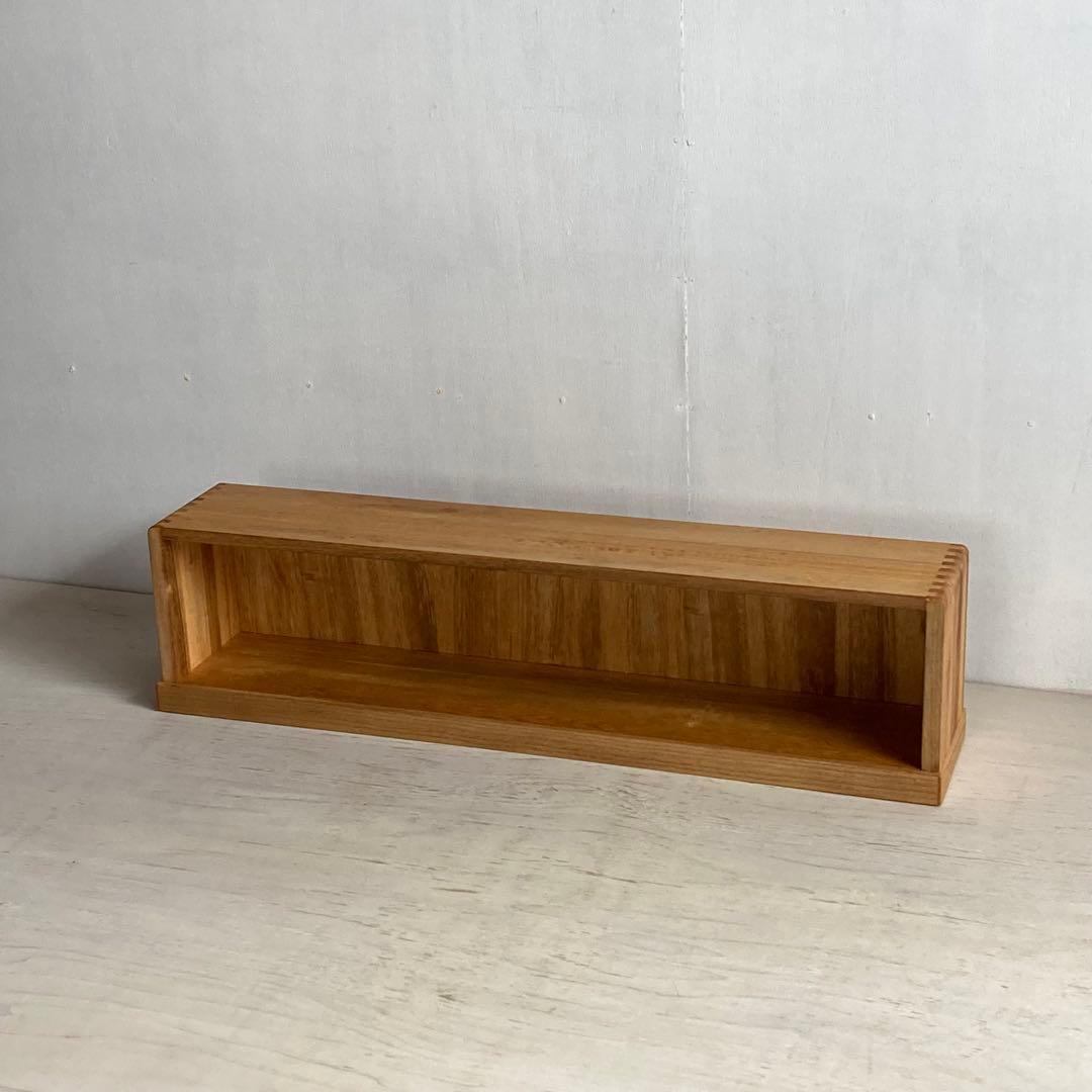 古い木製 横長 オープンラック 展示ケース あられ組み