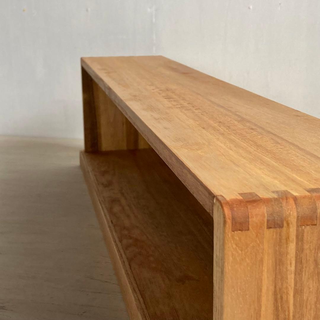 古い木製 横長 オープンラック 展示ケース あられ組み